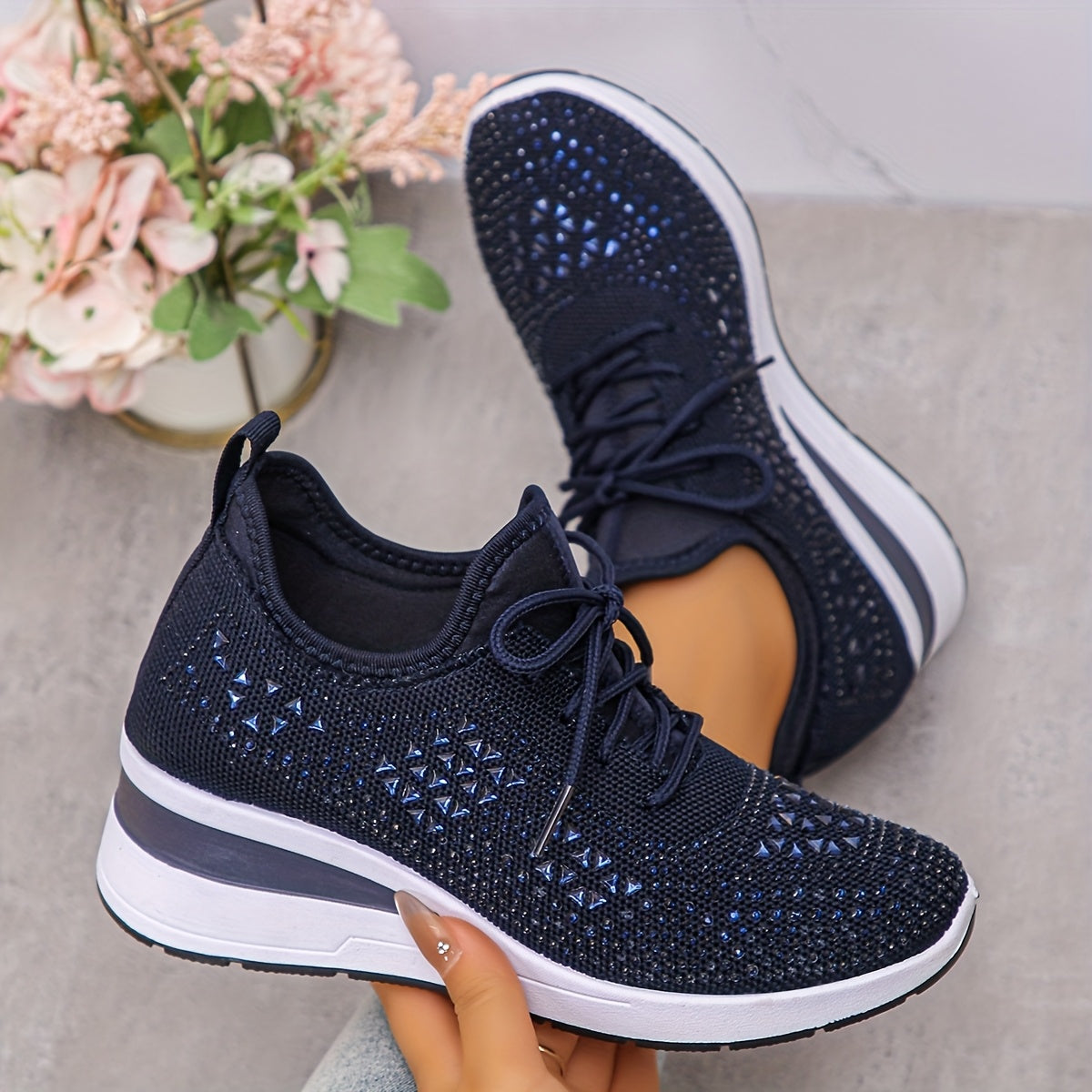 🔥Last Day Promotion 70% OFF - Women's Casual Fashion Breathable Rhinestone-Embellished Orthopaedic Sneakers
