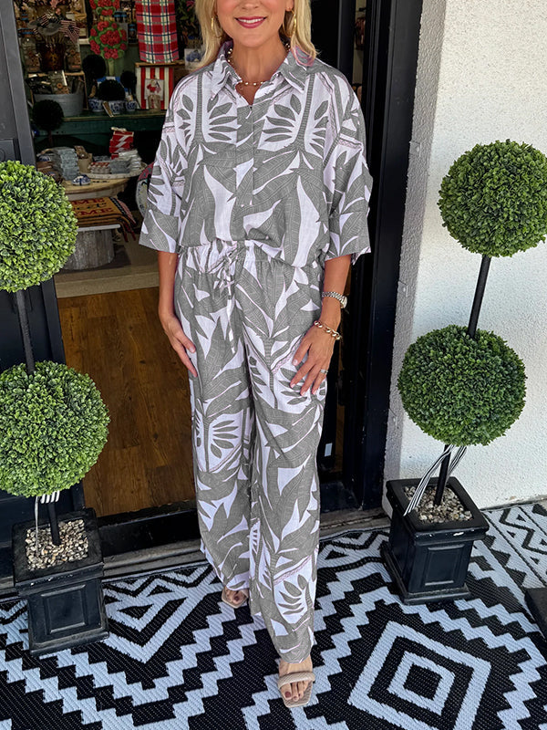 New🔥Women's floral casual loose two-piece suit