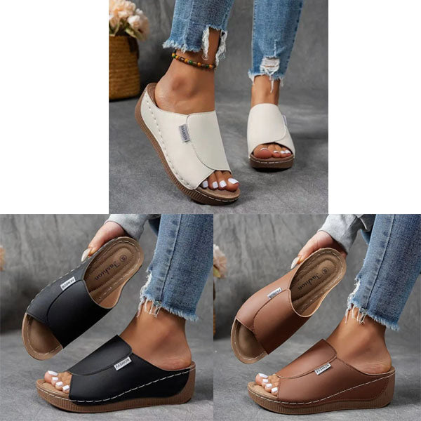 Comfortable Slides with Arch Support - Women's Plain Breathable Sandals