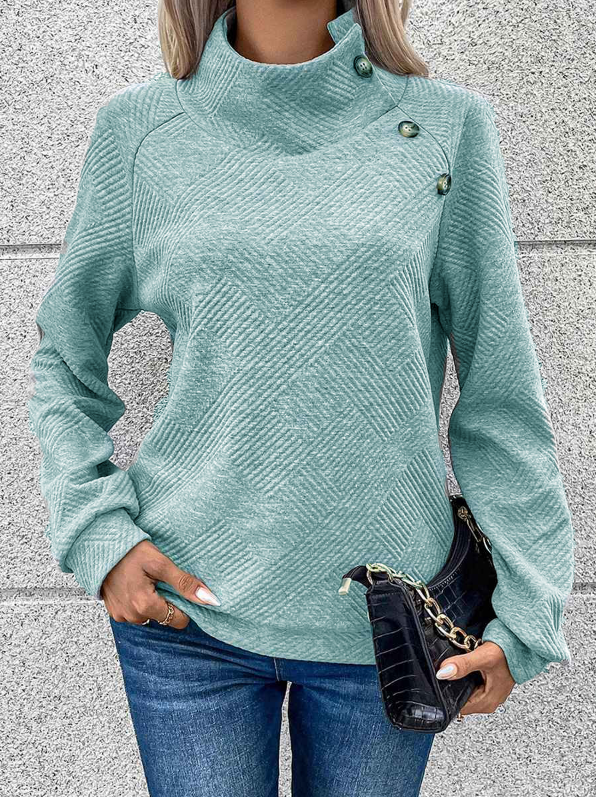 🎄Christmas Clearance🔥Women's High Neck Special Button Designer Sweatshirt