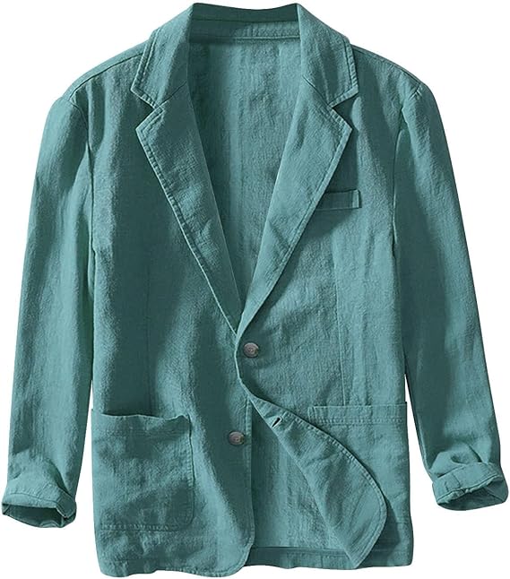 Herren-Leinenjacke Freizeitanzug Zwei-Knopf-Sakko leicht Slim Fit sportlich