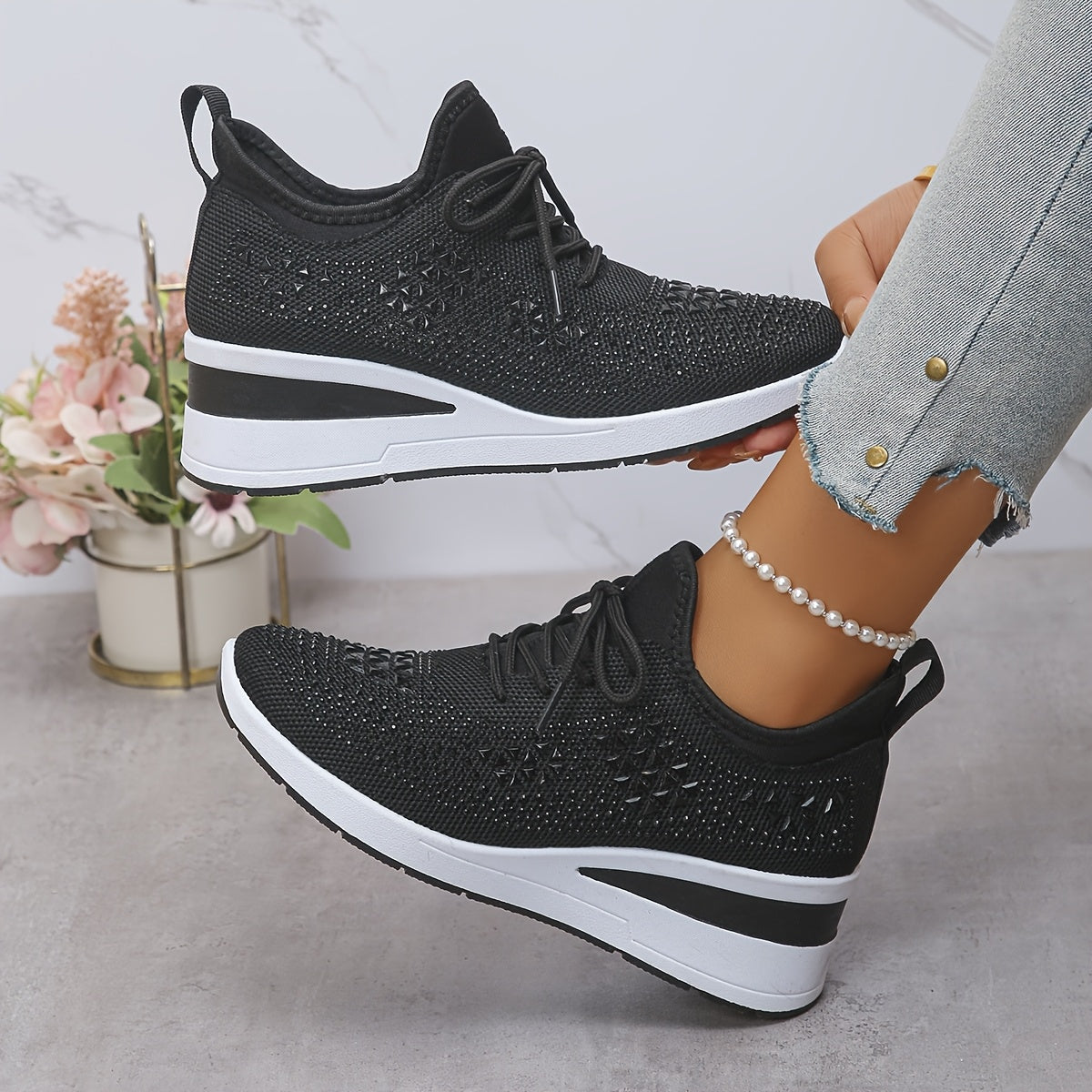 🔥Last Day Promotion 70% OFF - Women's Casual Fashion Breathable Rhinestone-Embellished Orthopaedic Sneakers
